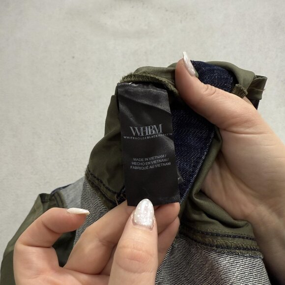 White House Black Market Jacket Womens 6 Blue Denim Olive Military Utility - Picture 6 of 9